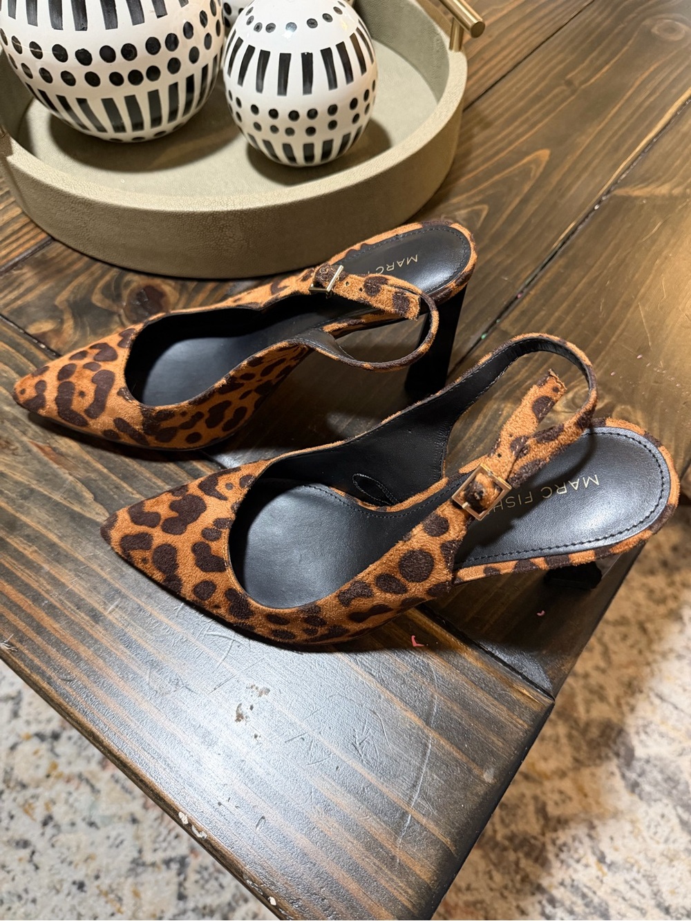 Marc Fisher Leopard-Print Slingback Heels in Brown and Black